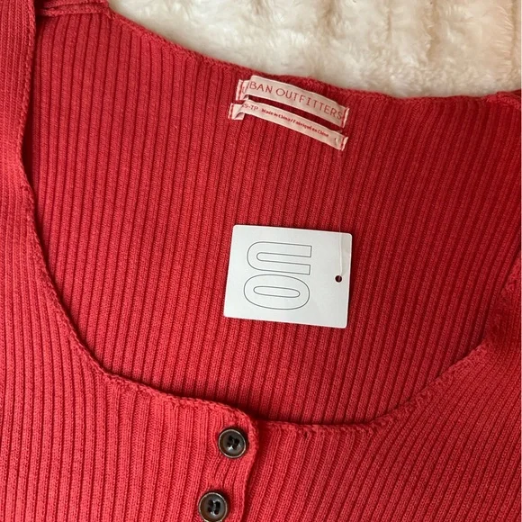 NWT Urban Outfitters Lily Button Down Bodycon Mini Ribbed Dress in Coral Size XS - Picture 7 of 9